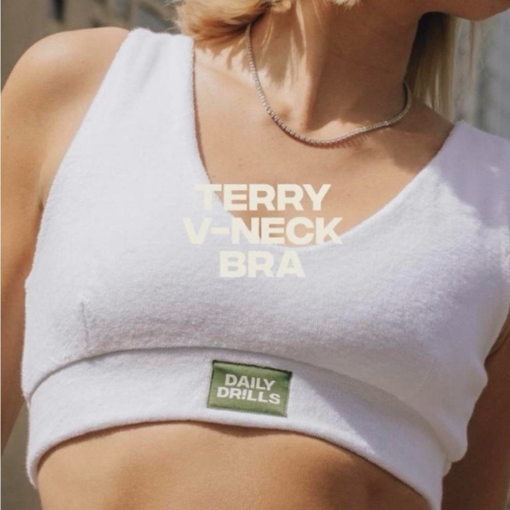 Daily Drills White Terry Crop Top